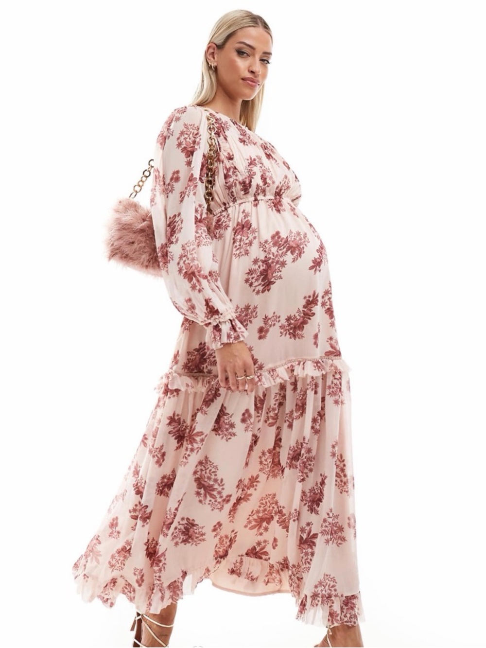 ASOS Blush Pink Floral Maxi Dress